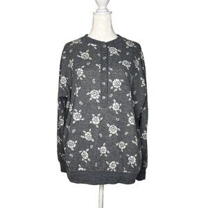 Eccotoo Sweater / Sweatshirt Sz 2X Gray And White Mature Acrylic & Polyester